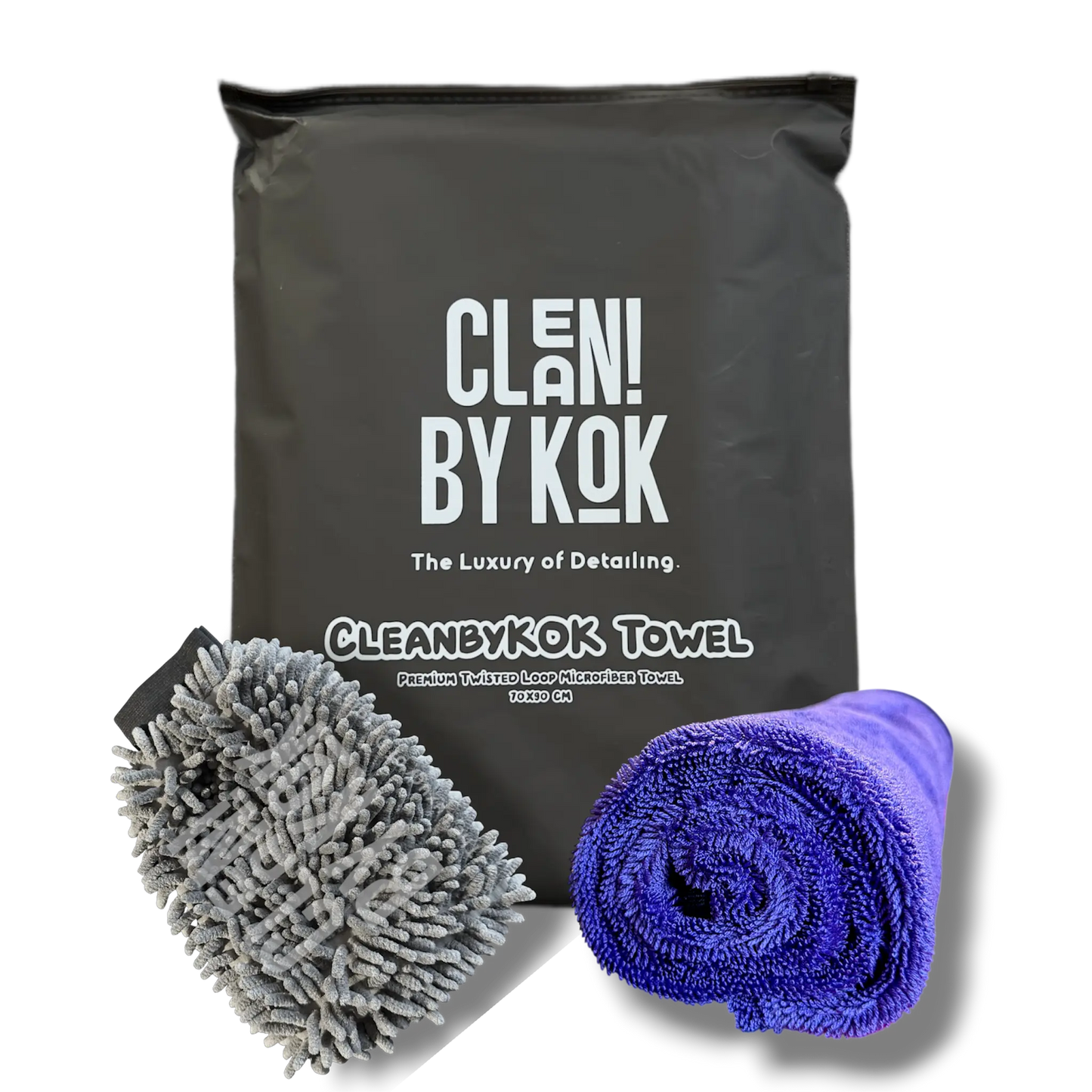 Kit Prosop Auto + Mănușă Microfibră 2 Fețe | CLEANBYKOK